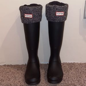 Hunter matte black tall rain boots